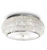 KRYSZTAŁOWY CHROMOWY PLAFON GLAMOUR IDEAL LUX PASHA' PL10 100746 LAMPA SUFITOWA KRYSZTAŁOWA CHROM